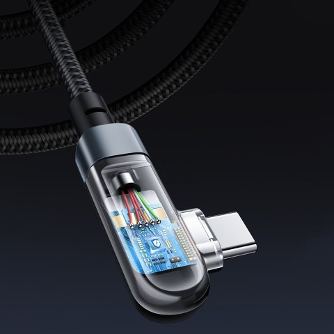 Kabel przewód kątowy w oplocie USB-C 100W 20V 5A 2m czarny Kabel przewód kątowy w oplocie USB-C 100W 20V 5A 2m czarny