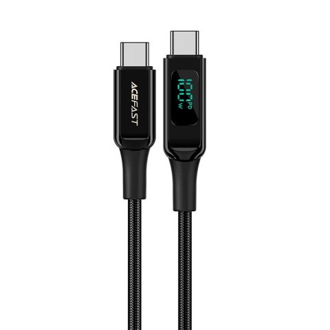 Kabel przewód w oplocie z ekranem LED USB-C 100W 20V 5A 2m czarny Kabel przewód w oplocie z ekranem LED USB-C 100W 20V 5A 2m czarny