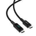 Kabel przewód w oplocie z ekranem LED USB-C 100W 20V 5A 2m czarny Kabel przewód w oplocie z ekranem LED USB-C 100W 20V 5A 2m czarny