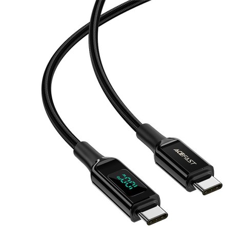 Kabel przewód w oplocie z ekranem LED USB-C 100W 20V 5A 2m czarny Kabel przewód w oplocie z ekranem LED USB-C 100W 20V 5A 2m czarny