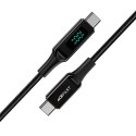 Kabel przewód w oplocie z ekranem LED USB-C 100W 20V 5A 2m czarny Kabel przewód w oplocie z ekranem LED USB-C 100W 20V 5A 2m czarny