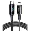 Kabel przewód w oplocie z ekranem LED USB-C 100W 20V 5A 2m czarny Kabel przewód w oplocie z ekranem LED USB-C 100W 20V 5A 2m czarny