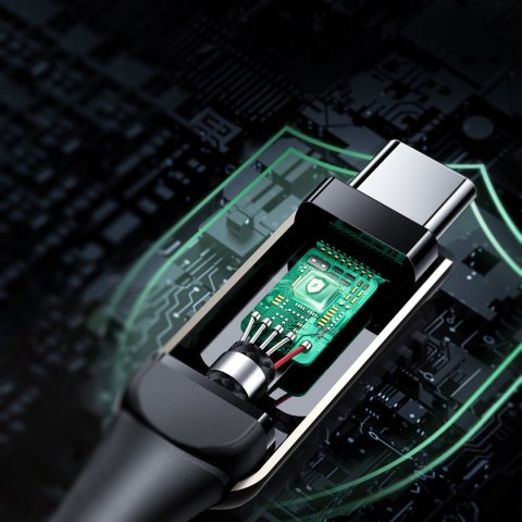 Kabel przewód w oplocie z ekranem LED USB-C 100W 20V 5A 2m czarny Kabel przewód w oplocie z ekranem LED USB-C 100W 20V 5A 2m czarny