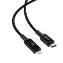 Kabel przewód w oplocie z ekranem LED do iPhone MFI USB-C - Lightning 1.2m 30W 3A czarny Kabel przewód w oplocie z ekranem LED do iPhone MFI USB-C - Lightning 1.2m 30W 3A czarny