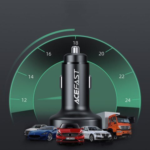 Ładowarka samochodowa 66W 2x USB-C USB Power Delivery QC 4.0 czarny Ładowarka samochodowa 66W 2x USB-C USB Power Delivery QC 4.0 czarny