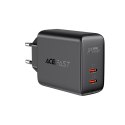 Ładowarka sieciowa 2x USB-C 40W PPS PD QC 3.0 AFC FCP czarny Ładowarka sieciowa 2x USB-C 40W PPS PD QC 3.0 AFC FCP czarny