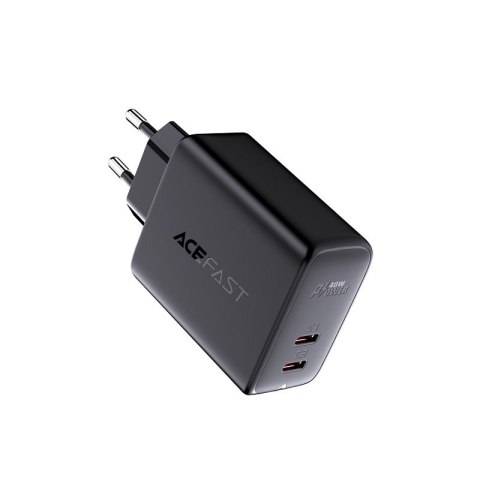 Ładowarka sieciowa 2x USB-C 40W PPS PD QC 3.0 AFC FCP czarny Ładowarka sieciowa 2x USB-C 40W PPS PD QC 3.0 AFC FCP czarny