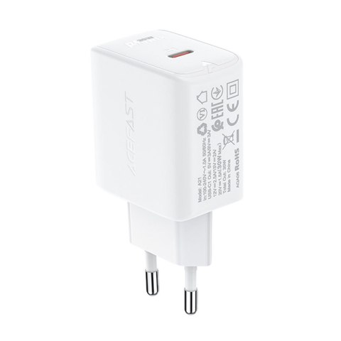 Ładowarka sieciowa GaN USB-C 30W PD QC 3.0 AFC FCP biały Ładowarka sieciowa GaN USB-C 30W PD QC 3.0 AFC FCP biały