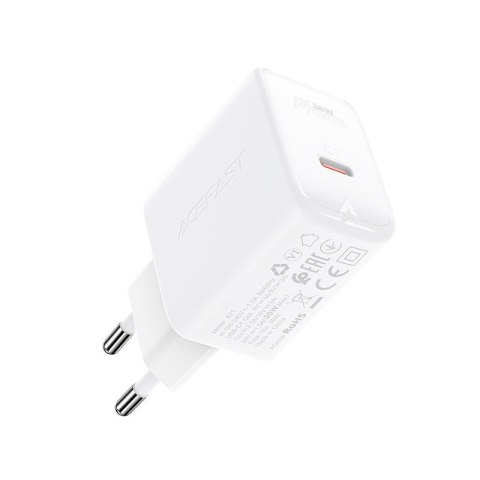 Ładowarka sieciowa GaN USB-C 30W PD QC 3.0 AFC FCP biały Ładowarka sieciowa GaN USB-C 30W PD QC 3.0 AFC FCP biały