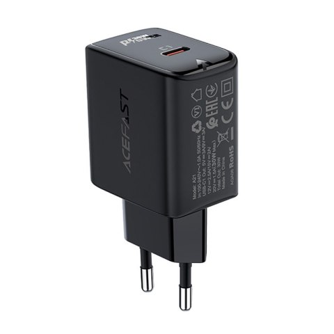 Ładowarka sieciowa GaN USB-C 30W PD QC 3.0 AFC FCP czarny Ładowarka sieciowa GaN USB-C 30W PD QC 3.0 AFC FCP czarny