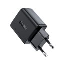 Ładowarka sieciowa GaN USB-C 30W PD QC 3.0 AFC FCP czarny Ładowarka sieciowa GaN USB-C 30W PD QC 3.0 AFC FCP czarny