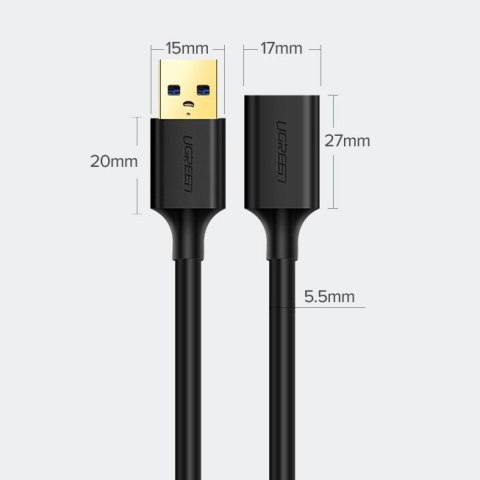 Przedłużacz do kabla przewodu USB 3.0 1.5m czarny Przedłużacz do kabla przewodu USB 3.0 1.5m czarny