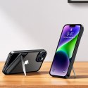 Sztywne etui z żelową ramką i wbudowaną podstawką do iPhone 14 Plus czarny Sztywne etui z żelową ramką i wbudowaną podstawką do iPhone 14 Plus czarny