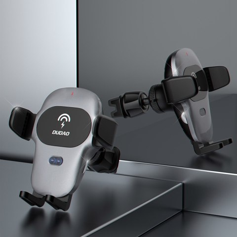 Uchwyt samochodowy z ładowarką bezprzewodową Qi 15W szary Uchwyt samochodowy z ładowarką bezprzewodową Qi 15W szary