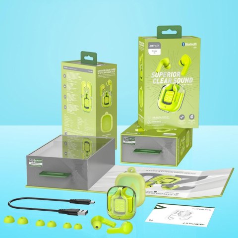 Dokanałowe słuchawki bezprzewodowe TWS Bluetooth zielony Dokanałowe słuchawki bezprzewodowe TWS Bluetooth zielony