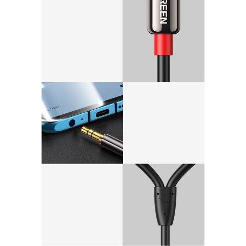 Kabel przewód audio 3.5 mm mini jack - 2RCA 1.5m czarny Kabel przewód audio 3.5 mm mini jack - 2RCA 1.5m czarny