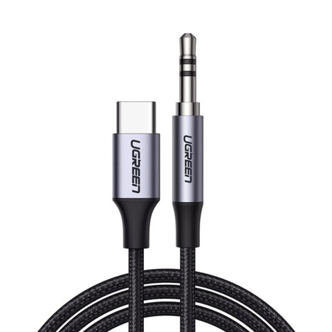 Kabel przewód audio w oplocie USB-C - mini jack 3.5mm 1m szary Kabel przewód audio w oplocie USB-C - mini jack 3.5mm 1m szary