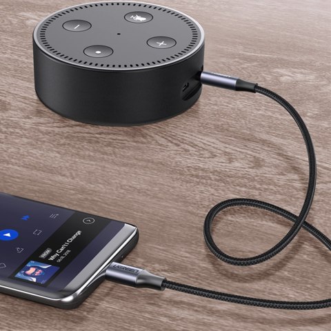 Kabel przewód audio w oplocie USB-C - mini jack 3.5mm 1m szary Kabel przewód audio w oplocie USB-C - mini jack 3.5mm 1m szary