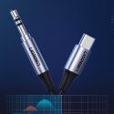 Kabel przewód audio w oplocie USB-C - mini jack 3.5mm 1m szary Kabel przewód audio w oplocie USB-C - mini jack 3.5mm 1m szary