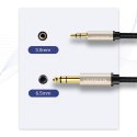 Kabel przewód przejściówka audio TRS mini jack 3.5mm - jack 6.35mm 1m szary