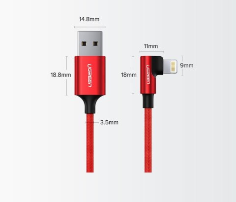 Kątowy kabel przewód do iPhone USB - Lightning MFI 2.4A 1m czarny
