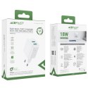Ładowarka sieciowa GaN 2x USB 18W QC 3.0 AFC FCP biały Ładowarka sieciowa GaN 2x USB 18W QC 3.0 AFC FCP biały