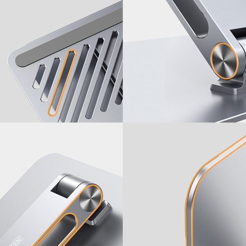 Stojak składana podstawka pod laptopa tablet do pracy na stojąco srebrny Stojak składana podstawka pod laptopa tablet do pracy na stojąco srebrny