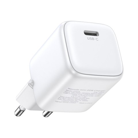 Szybka ładowarka sieciowa GaN 1x USB-C 20W PD Nexode Mini biała Szybka ładowarka sieciowa GaN 1x USB-C 20W PD Nexode Mini biała