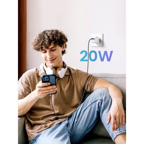 Szybka ładowarka sieciowa GaN 1x USB-C 20W PD Nexode Mini biała Szybka ładowarka sieciowa GaN 1x USB-C 20W PD Nexode Mini biała