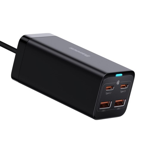 Szybka uniwersalna ładowarka sieciowa GaN 2x USB-C 2x USB 100W QC 4.0+ AFC czarny