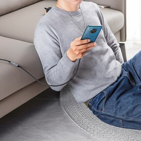 Wytrzymały przedłużacz kabla przewodu USB-C 3.1 10Gb/s 1m szary Wytrzymały przedłużacz kabla przewodu USB-C 3.1 10Gb/s 1m szary