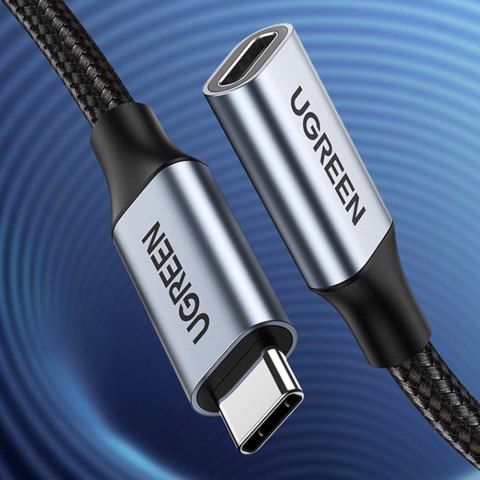 Wytrzymały przedłużacz kabla przewodu USB-C 3.1 10Gb/s 1m szary Wytrzymały przedłużacz kabla przewodu USB-C 3.1 10Gb/s 1m szary