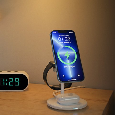 3w1 Stojak stacja ładująca indukcyjna do iPhone AirPods Pro Apple Watch czarna 3w1 Stojak stacja ładująca indukcyjna do iPhone AirPods Pro Apple Watch czarna