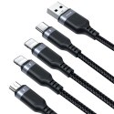 4w1 Kabel przewód USB-A - USB-C 2x iPhone Lightning microUSB 1.2m czarny 4w1 Kabel przewód USB-A - USB-C 2x iPhone Lightning microUSB 1.2m czarny
