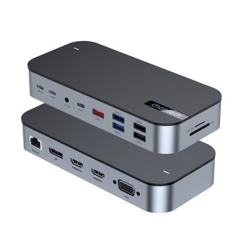 HUB Adapter M52 USB-C USB-A hdmi vga dp sd tf RJ45 aux PD szary HUB Adapter M52 USB-C USB-A hdmi vga dp sd tf RJ45 aux PD szary