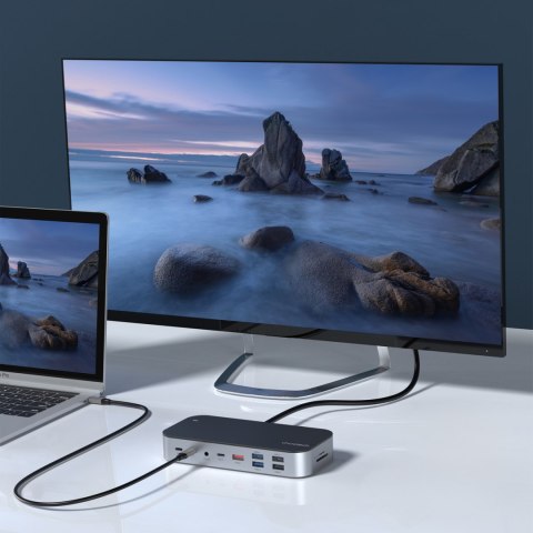 HUB Adapter M52 USB-C USB-A hdmi vga dp sd tf RJ45 aux PD szary HUB Adapter M52 USB-C USB-A hdmi vga dp sd tf RJ45 aux PD szary