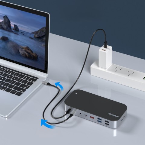 HUB Adapter M52 USB-C USB-A hdmi vga dp sd tf RJ45 aux PD szary HUB Adapter M52 USB-C USB-A hdmi vga dp sd tf RJ45 aux PD szary