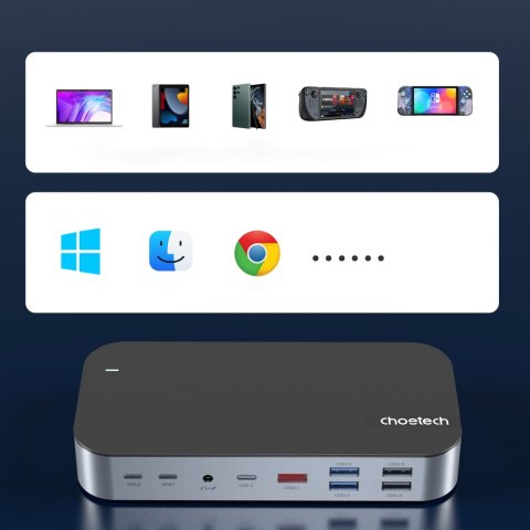 HUB Adapter M52 USB-C USB-A hdmi vga dp sd tf RJ45 aux PD szary HUB Adapter M52 USB-C USB-A hdmi vga dp sd tf RJ45 aux PD szary