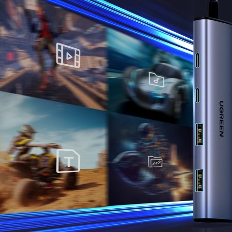 HUB adapter portów USB-C - 2x USB-A 2x USB-C 20cm szary HUB adapter portów USB-C - 2x USB-A 2x USB-C 20cm szary