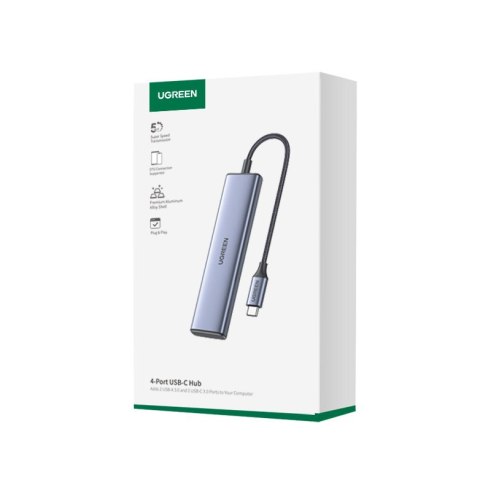 HUB adapter portów USB-C - 2x USB-A 2x USB-C 20cm szary HUB adapter portów USB-C - 2x USB-A 2x USB-C 20cm szary