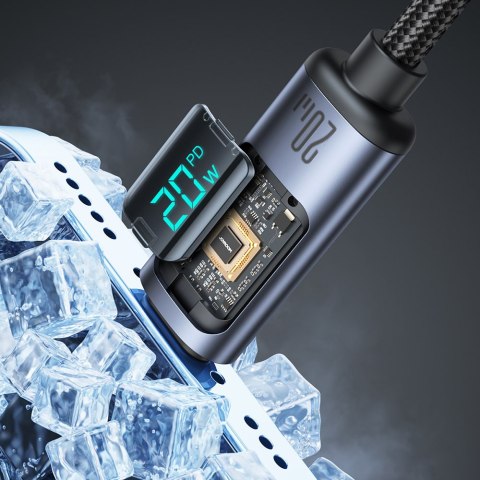 Kabel do iPhone z wyświetlaczem LED Lightning - USB-C 2.4A 1.2m czarny Kabel do iPhone z wyświetlaczem LED Lightning - USB-C 2.4A 1.2m czarny