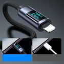 Kabel do iPhone z wyświetlaczem LED Lightning - USB-C 2.4A 1.2m czarny Kabel do iPhone z wyświetlaczem LED Lightning - USB-C 2.4A 1.2m czarny