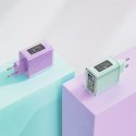 Ładowarka sieciowa GaN 65W 3 porty 1x USB 2x USB-C fioletowa Ładowarka sieciowa GaN 65W 3 porty 1x USB 2x USB-C fioletowa