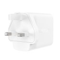 Ładowarka sieciowa wtyczka angielska UK GaN 65W 1x USB 2x USB-C PD biała Ładowarka sieciowa wtyczka angielska UK GaN 65W 1x USB 2x USB-C PD biała