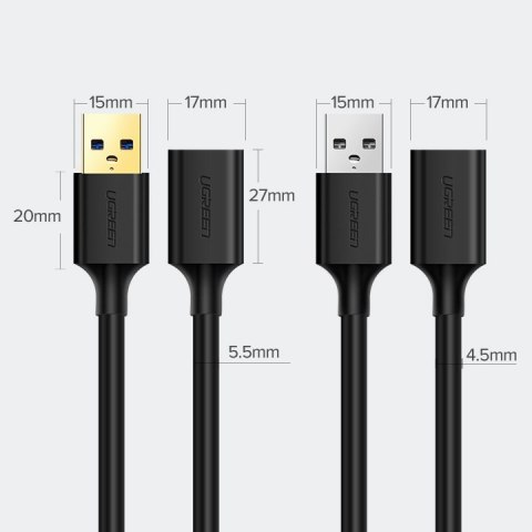Przedłużacz kabla przewodu USB 3.0 1m czarny Przedłużacz kabla przewodu USB 3.0 1m czarny