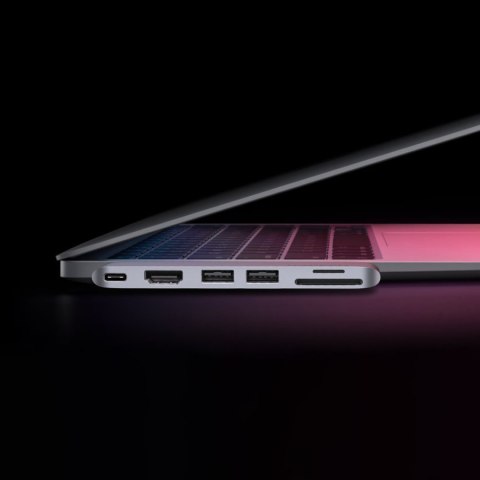 Rozdzielacz portów HUB MacBook Air Pro 2x USB-C HDMI 2x USB 3.0 SD TF PD szary Rozdzielacz portów HUB MacBook Air Pro 2x USB-C HDMI 2x USB 3.0 SD TF PD szary