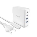 Szybka i mocna ładowarka sieciowa GaN 2x USB-C 2x USB 100W biała Szybka i mocna ładowarka sieciowa GaN 2x USB-C 2x USB 100W biała