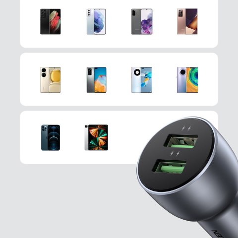 Szybka ładowarka samochodowa 2x USB 36W Quick Charge SCP FCP AFC szary Szybka ładowarka samochodowa 2x USB 36W Quick Charge SCP FCP AFC szary