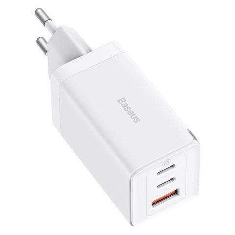 Szybka ładowarka sieciowa GaN 2x USB-C USB 65W + kabel USB-C biała Szybka ładowarka sieciowa GaN 2x USB-C USB 65W + kabel USB-C biała
