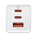Szybka ładowarka sieciowa GaN 2x USB-C USB 65W + kabel USB-C biała Szybka ładowarka sieciowa GaN 2x USB-C USB 65W + kabel USB-C biała
